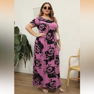 Nemidor Purple and Black Floral Maxi Dress